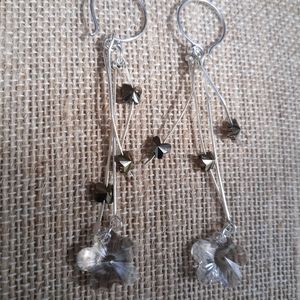 Earrings with genuine Swarovski crystal flower and
